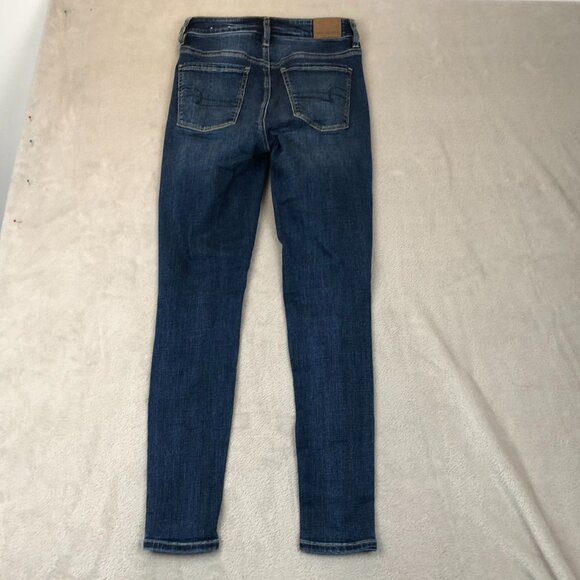 American Eagle Womens Jeans Size 2 Super Hi-Rise Jegging Distressed Blue Denim - Picture 14 of 14